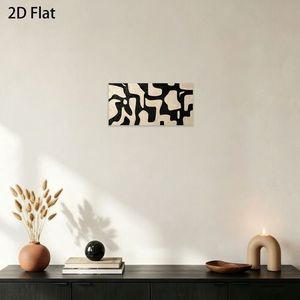Impression sur toile abstraite personnalisée, décoration murale rectangulaire plate 2D, motif géométrique minimaliste, sans cadre, fond beige - Product Image 1
