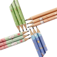 Crayons hexagonaux en plastique avec logo personnalisé, revêtement filmé, mine noire, motif dessin animé, 12 pièces, 7 pouces, pour enfants, école, EN71 ISO