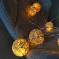 20 leds Rattan Balls LED String Fairy Lights Coffee Outdoor Christmas Wedding Party Decoration Lights
