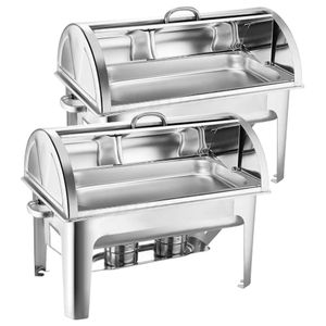 DB Full Size 9L Stainless Steel Roll Top Chafing Dish <b>Food</b> <b>Warmer</b> Serving <b>Tray</b> - Product Image 4