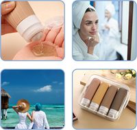 Nouvel ensemble de bouteilles de voyage en silicone 4 en 1 de qualité alimentaire, rechargeables, portables et compressibles pour gel douche, shampoing et articles de toilette