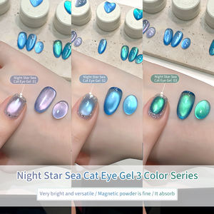 <span class=keywords><strong>Vernis</strong></span> à ongles gel effet œil de chat arc-en-ciel, couleurs scintillantes dorées, effet œil de chat, gel pour ongles, été, nuit, étoile, mer - Product Image 3