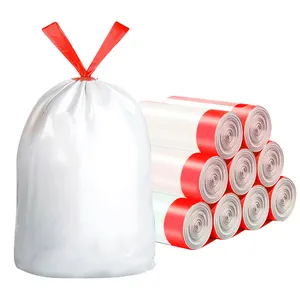 Diskon besar tas limbah rumah tangga Supermarket, tas limbah gulung 45*50cm , 4.4g per bagian, tas limbah tali, pasokan pabrik