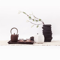 Zen Style Dekorasi Rumah Bundar Buatan Tangan Cina Hitam Putih Wabi Sabi Vas