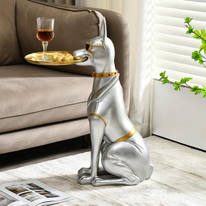 ผู้ผลิตขายตรงขนาดใหญ่ Doberman ประติมากรรมเรซิ่นสุนัขถาดเรซิ่นชั้นยืนสุนัขในร่มตกแต่งถาดสําหรับห้องนั่งเล่น - Product Image 3