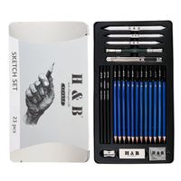 Ensemble de 23 crayons à dessin, crayons à fusain doux/moyen/dur, kit de dessin complet pour débutants et enfants, emballage en boîte cadeau