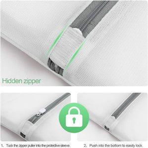 Sac de lavage à cordon pour vêtements multi-tailles, sac de rangement en filet à mailles grossières et fines, sac à linge en filet - Product Image 4
