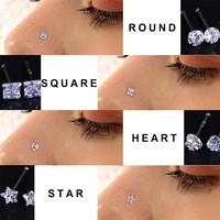 Bijoux de piercing tendance en acier inoxydable, clou de nez en zircon CZ, bijoux de corps glamour pour femme, anneau de nez courbé multicolore