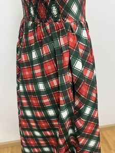Nuovo Abito Estivo da Donna Vintage a Mezza Lunghezza con Scollo Quadrato, Motivo a Rombi Rossi e Verdi, Bordo Arricciato e Vita Stretta, Ampia Gonna a Ruota - Product Image 5