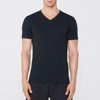 T-shirt Homme de Haute Qualité en Coton Stretch 100% Léger Coupe Slim Col en V