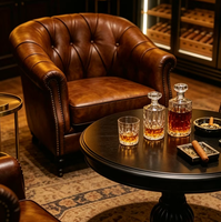 Ensemble de chaises Chesterfield multicolores en cuir PU à clous et table ronde de comptoir pour bar à whisky, bar à cigares, salle de dégustation, club