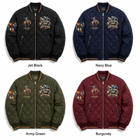 Blouson Bomber Matelassé Hiver en Nylon et Polyester Brodé Style Western Streetwear, Veste Universitaire Oversize Tendance avec Logo Personnalisé pour Hommes