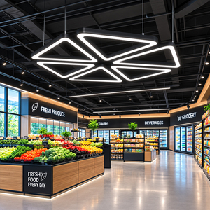 โคมไฟเพดาน LED ทรงสามเหลี่ยมแบบแขวน  วัสดุอะลูมิเนียม  ติดตั้งบนพื้นผิว  เหมาะสำหรับโรงยิม สำนักงาน ห้องประชุม - Product Image 5