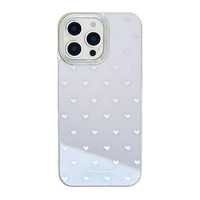 Coque de téléphone dorée en forme de coeur pour Iphone16 16Pm16Pro 16Plus 15 15Pm 15Pro 14Pm 14Pro 14 13 13Pm 13Pro 12 12 coque en verre Pm