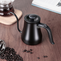 Bouilloire à café HIGHWIN en acier inoxydable de 600 ml avec poignée en plastique - Réutilisable et durable pour la préparation du café