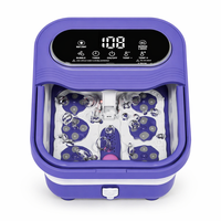 Masseur de pieds électrique pliable multifonctionnel avec contrôle de la chaleur et de la minuterie, commande intelligente