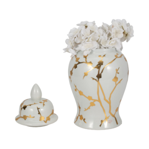 Vaso Decorativo in Ceramica con Motivo a Fiori di Ciliegio per Soggiorno, Camera da Letto, Ingresso e Ufficio - Product Image 2