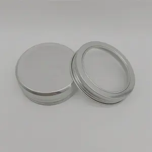 60ml 2 OZ Silver Round Aluminum Jar With Screw Window Lid Candle Tin Can Box With Window Lid