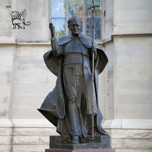 Outdoor Church Decoration Life Size Pope John Paul II Religious Statue Catholic Religious <strong>Bishop</strong> Sculpture With Cross <strong>Staff</strong> - Product Image 4
