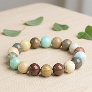 สร้อยข้อมือลูกปัดอาเกตอลาซานธรรมชาติทรงกลม สีมิลค์เชค ลูกปัดหินธรรมชาติ ของขวัญเครื่องประดับงานแต่งงานสำหรับผู้หญิงผู้ชาย ขายส่ง - Product Image 1