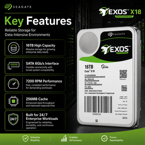 For Exos ST16000NM000J 16TB Enterprise HDD 3.5" 6Gb/s 7200RPM 256MB Helium CMR <b>Hard</b> <b>Drive</b> Server Genuine Original Seagate Exos X - Product Image 2