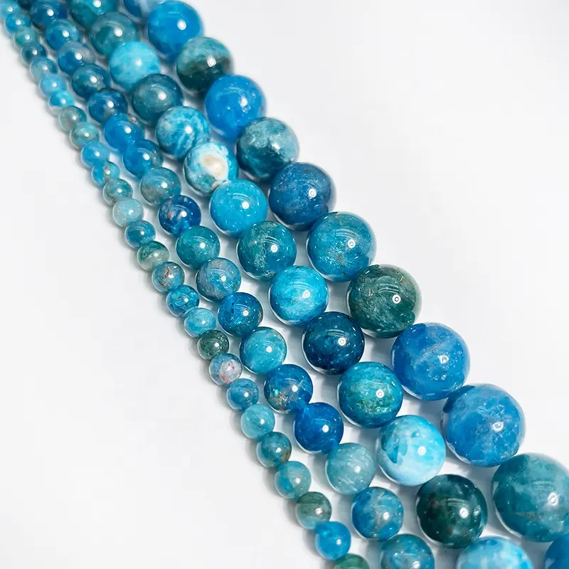 Natural Blue Apatite Gemstone Loose Beads for Necklace Bracelet Earrings Making 15.5 Inches Each Strand