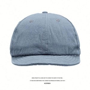 Wholesale Vintage Fashion Short Men's and Women's Black Wash Soft <b>Top</b> Drawstring Tooling Curved Brim Baseball Cap - Product Image 4