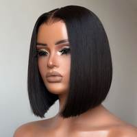 Perruque Bob en Cheveux Humains Vierges 5x5 avec Fermeture, Lisse Baguette, Pré-Pluckée, Ligne de Cheveux Naturelle, Longueurs Variées Disponibles pour Femmes