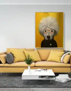 Pintura al óleo dibujada a mano personalizada de lujo decoración del hogar sofá Fondo dormitorio decoración anime perro pintura