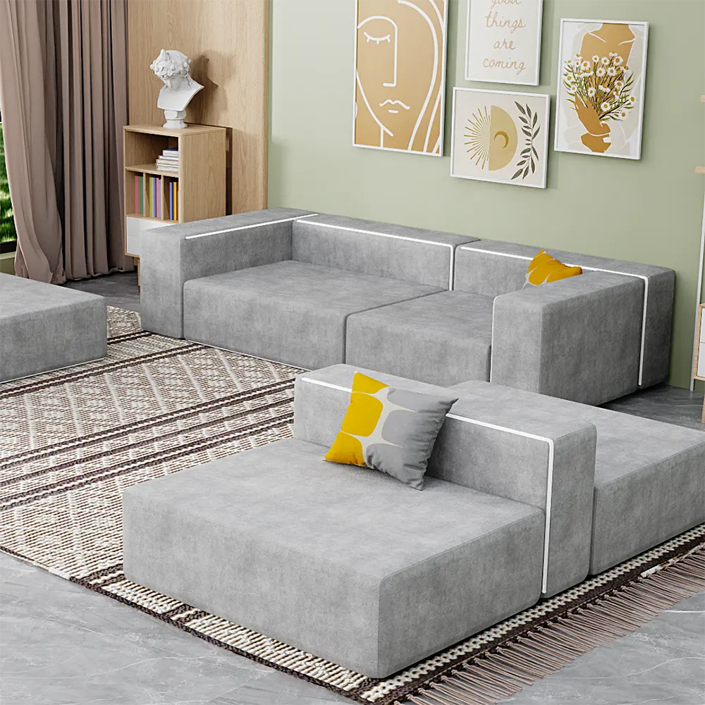 SAIEN – ensemble de canapé sectionnel en forme de L/I/U, canapé sectionnel au sol, canapé-lit de salon, meubles de salon, canapé de jeu doux