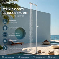 Colonne de douche extérieure autoportante en acier inoxydable SUS304 pour piscine et jardin, à fixation au sol, avec mitigeur monocommande moderne sans plomb
