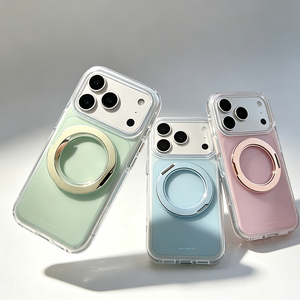 Designed Anti Yellow Translucent Shockproof Phone Case Magnetic 360 Rotatable <b>Ring</b> Kickstand for iPhone 17 16 15 <b>Pro</b> Max - Product Image 1