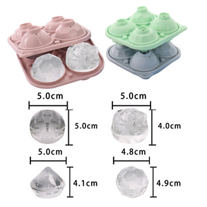 Stampi in Silicone cubetto di ghiaccio con coperchi, 4 forme rotonde, diamanti, calcio, Rose grandi produttori di palle di ghiaccio per cocktail succo di whisky - Product Image 1