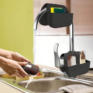 Cross-border Faucet-mounted Draining Bag Silicone Scouring Pad <b>Rack</b> Narrow-style No-drill Punch-free Hook-type <b>Kitchen</b> Sink - Product Image 1