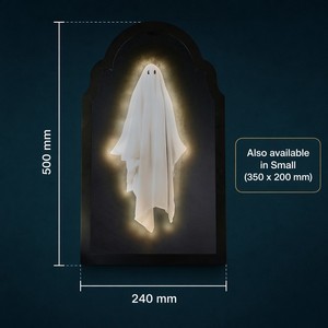 Halloween LED Ghost <b>Mirror</b> Wavy Wooden <b>Hanging</b> <b>Mirror</b> Arched Frame Wall Mounted Home Shop Decoration - Product Image 3