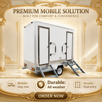 Remorque de toilettes mobiles avec unité de toilettes extérieures portables PROSKY 2,8 m à 2 portes en acier et écologiques pour événements et camping