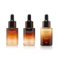 Flacon compte-gouttes en verre ambré personnalisé de 30 ml pour les soins de la peau et l'emballage cosmétique, gouttes pour les yeux, huile essentielle et hydratant