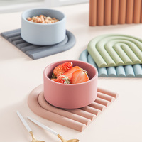 Set de table en silicone résistant à la chaleur, motif vague irrégulier, couleur arc-en-ciel, pour cuisine et salle à manger