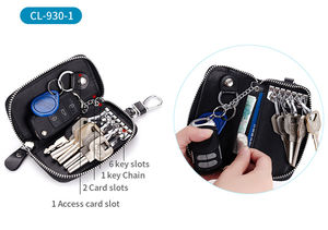 Porte-clés en cuir véritable pour hommes et femmes, organiseur de clés, pochette pour clés de voiture, étui pour clés, sac à fermeture éclair, porte-clés pour femmes et hommes - Product Image 2