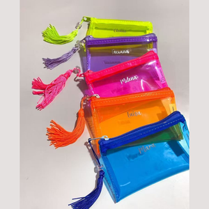 กระเป๋าเครื่องสำอางพีวีซีกันน้ำมีพู่ห้อยกระเป๋าเครื่องสำอางมีซิปปิดสำหรับการเดินทางไปโรงเรียน - Product Image 1