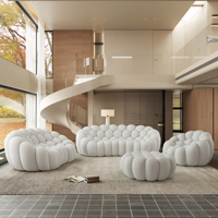 Atunus Salon Appartement Villas Moderne Nid d'Abeille Maille Tissu Beige Canapé Bulle Orange Fauteuil Une Place Causeuse Ensemble Canapé 3 Places