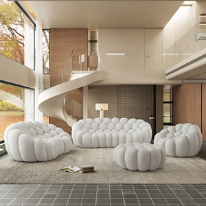 Atunus Salon Appartement Villas Moderne Nid d'Abeille Maille Tissu Beige Canapé Bulle Orange Fauteuil Une Place <span class=keywords><strong>Causeuse</strong></span> Ensemble Canapé 3 Places - Product Image 1
