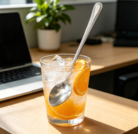 Cuillère à bar en acier inoxydable poli miroir à long manche pour mélanger les cocktails, le café glacé et le thé glacé