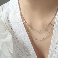Collier double couche de haute qualité pour femme en acier titane, avec pendentif losange délicat et pampille, bijou à superposer