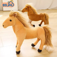 Vente chaude Véritable Simulation En Peluche Debout Cheval Décoration Jouet Mignon Mini Animal En Peluche Jouet Cheval Brun En Peluche Cheval