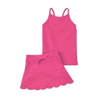 Ensemble d'été pour filles DH ODM, couleur unie vibrante, extensible dans les 4 sens, débardeur à fines bretelles et jupe à volants, vente en gros de vêtements