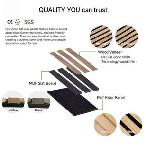 Panneaux acoustiques modernes en bois de chêne noir à lattes avec NRC 1.0, design 3D écologique pour solutions d'absorption acoustique en hôtel - Product Image 3