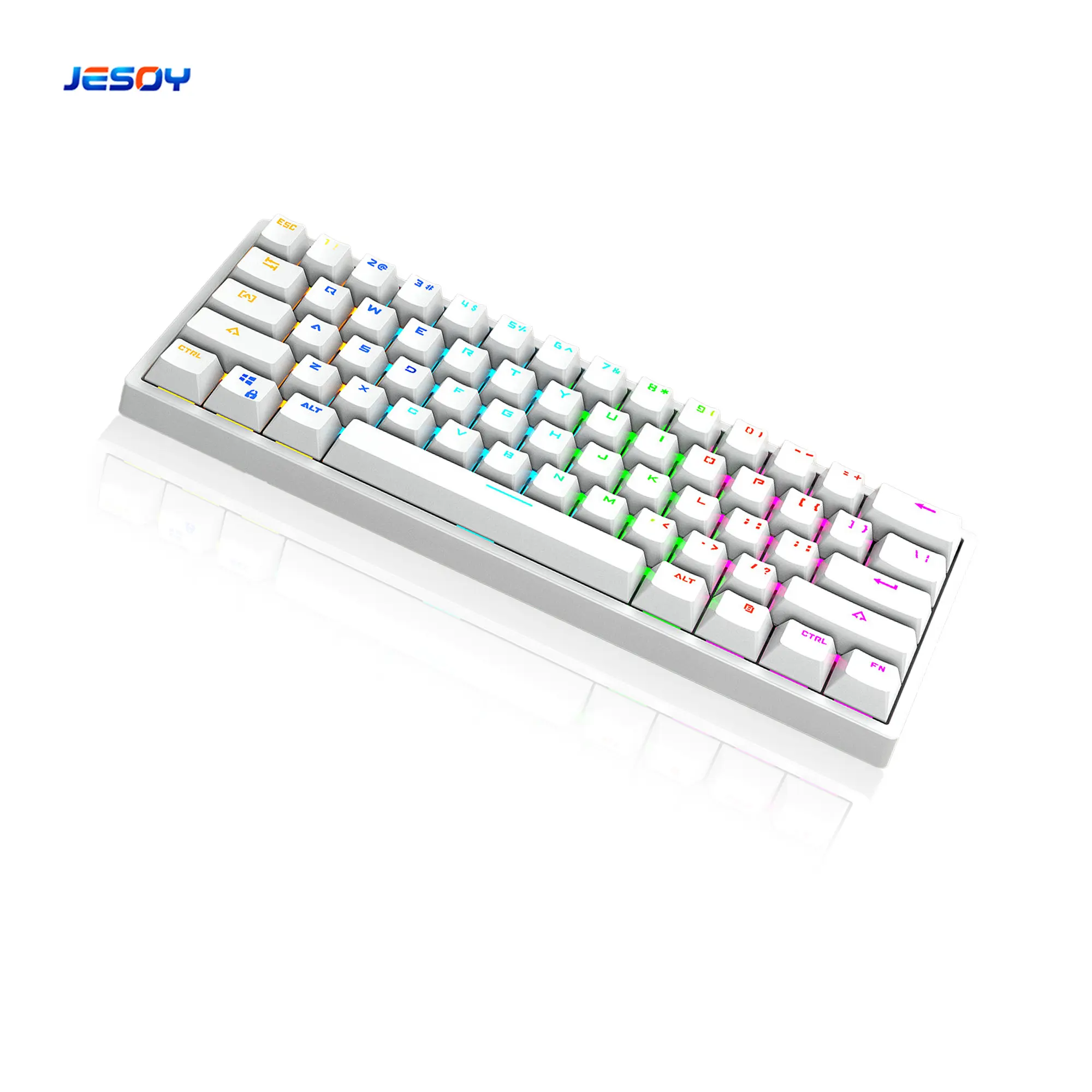 لوحة مفاتيح صغيرة للألعاب 61 مفتاح لوحة مفاتيح ميكانيكية سلكية لاسلكية احترافية بإضاءة خلفية RGB