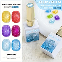 2 pièces/paquet – Top Coat Effet Goutte d'Eau Sans Essuyage pour l'été – Sans HEMA ni TPO – Effet Goutte d'Eau 3D – Gel Fonctionnel UV/LED 15ml