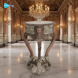 Taburete de Lujo con Cabeza de León de Bronce Europeo, Banco Redondo de Latón Fundido de Estilo Barroco para Decoración de Interiores de Salón Real - Product Image 5